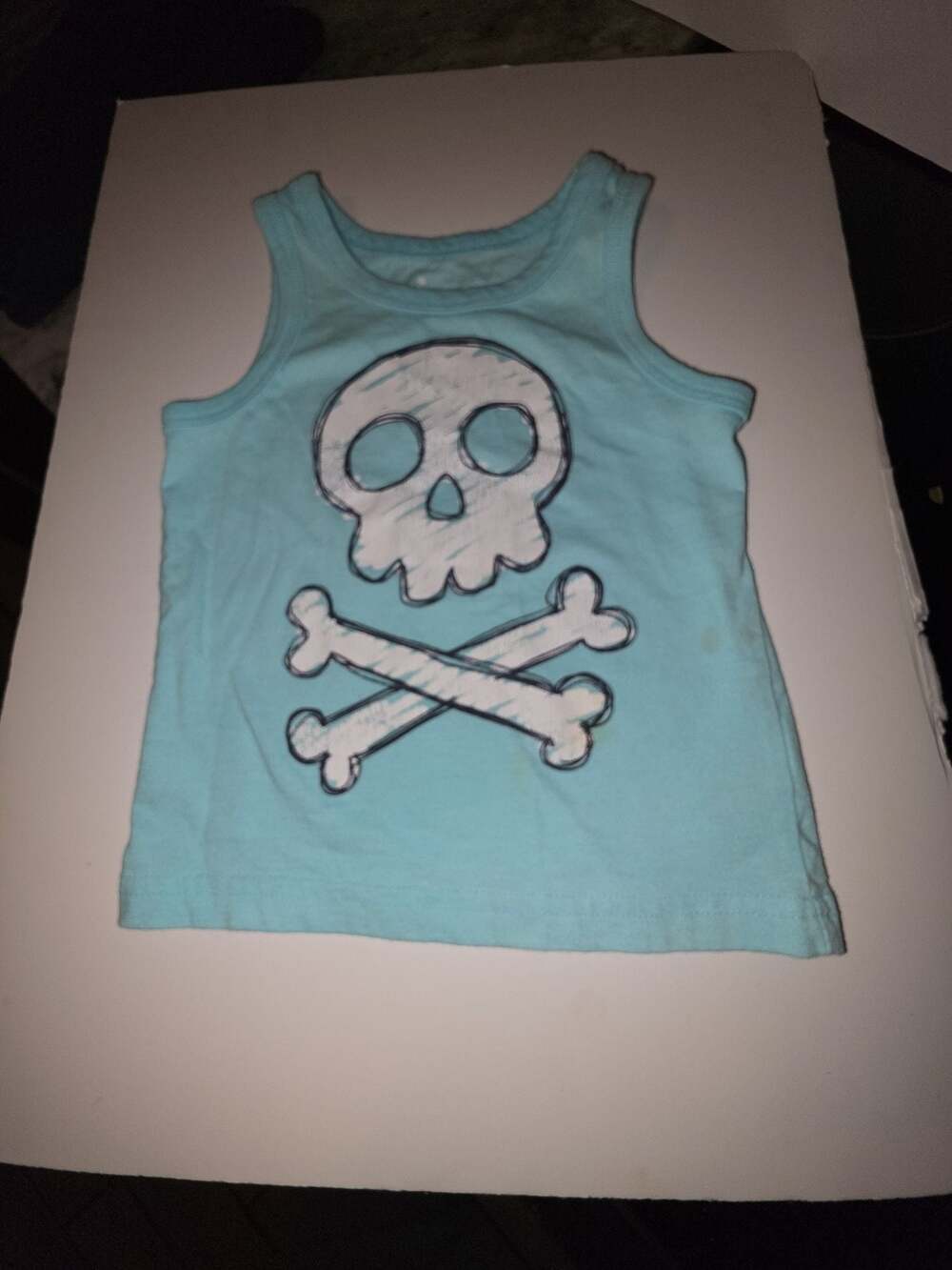 Circo Toddler Boys Light Blue Skull and Crossbones Graphic Tank Top